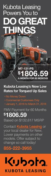 kubota tractor lease rates